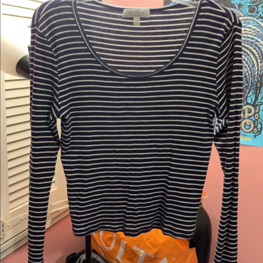Long sleeve blue striped shirt